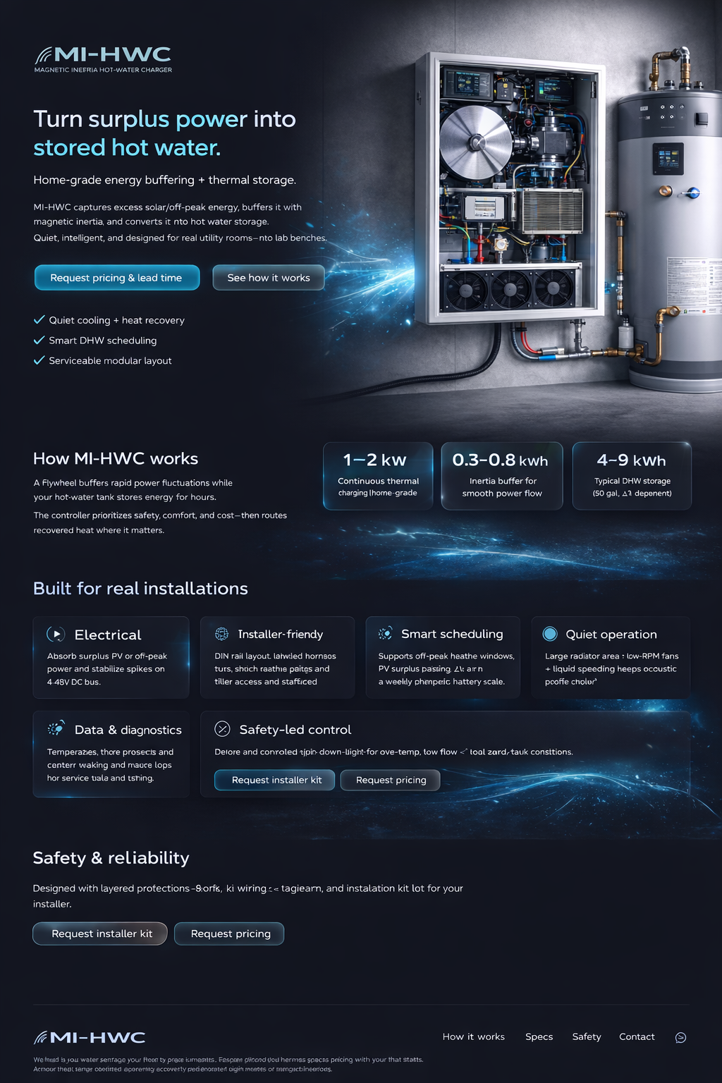 MI-HWC exterior chassis render with thermal recovery module highlighted