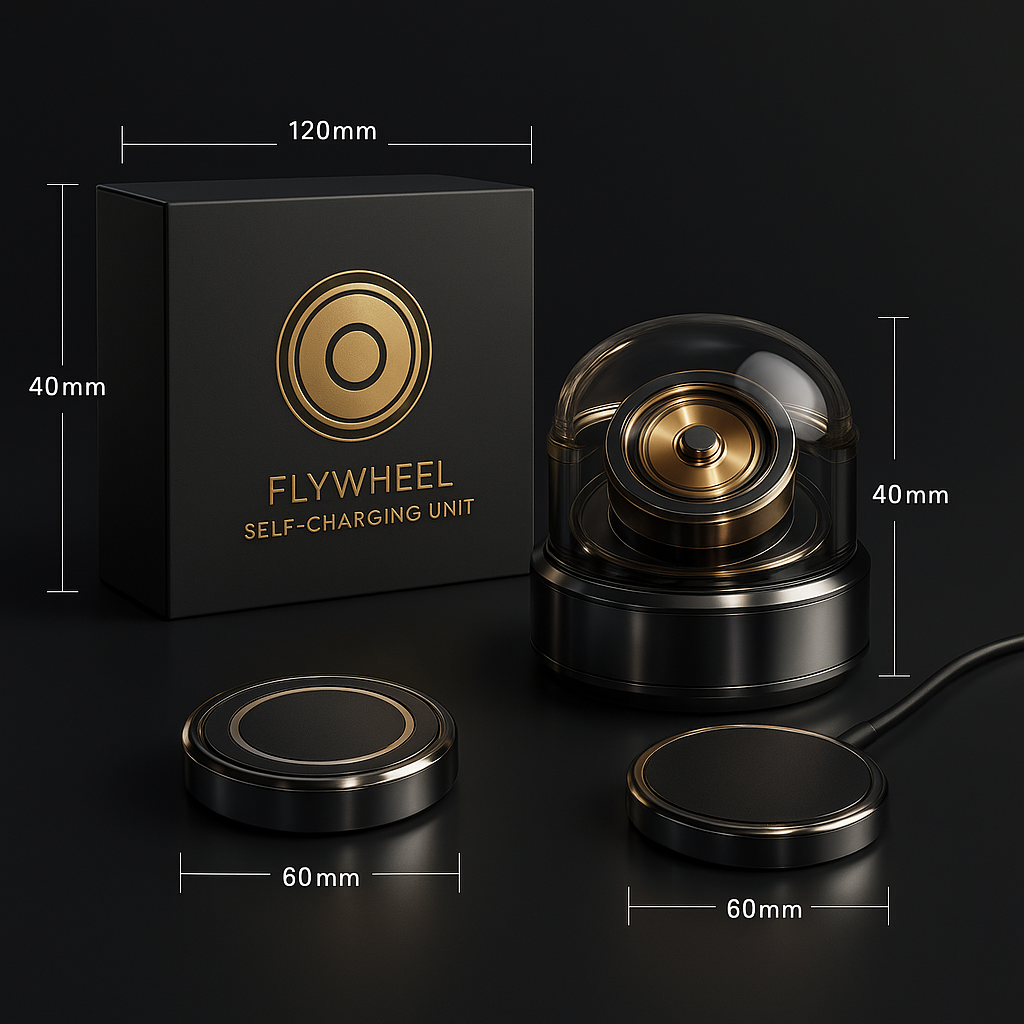 Flywheel self-charging unit render