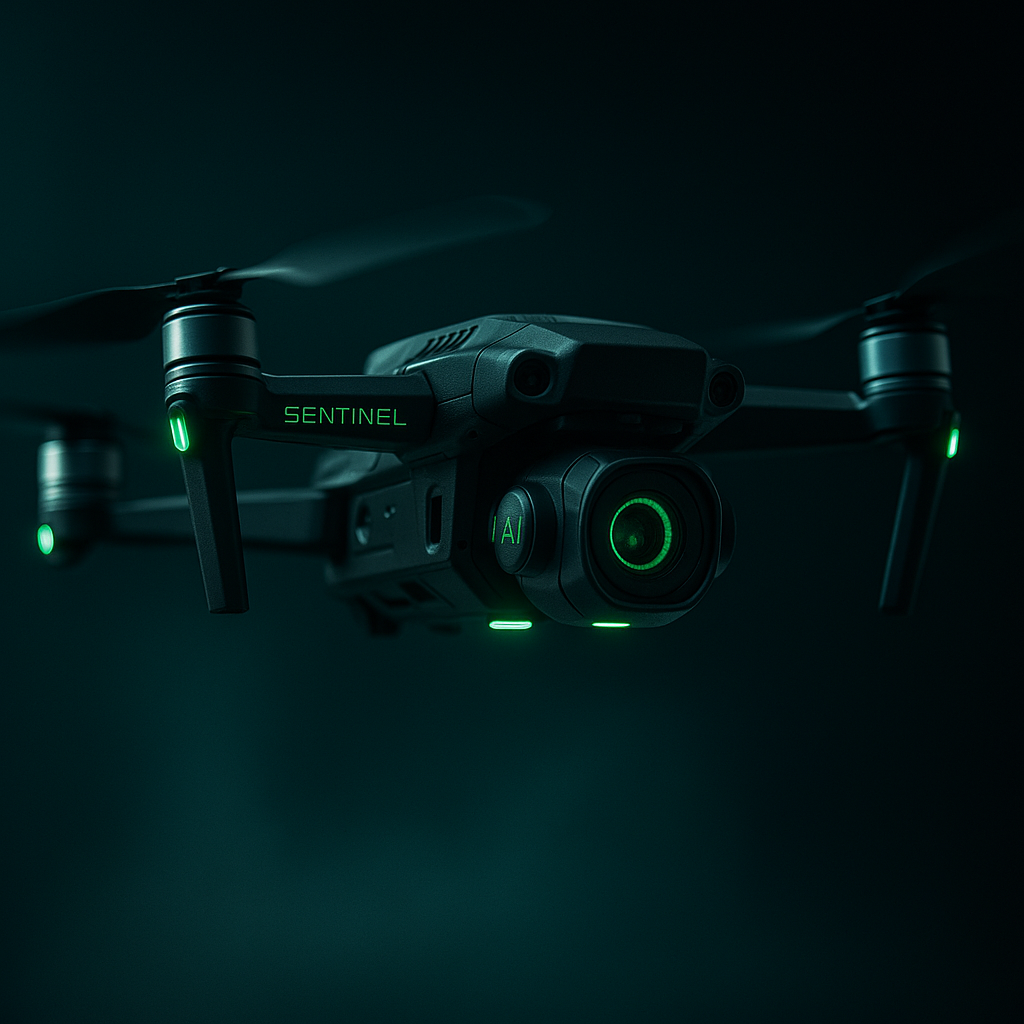 Sentinel Multi-Cam AI autonomous drone patrol covering a facility